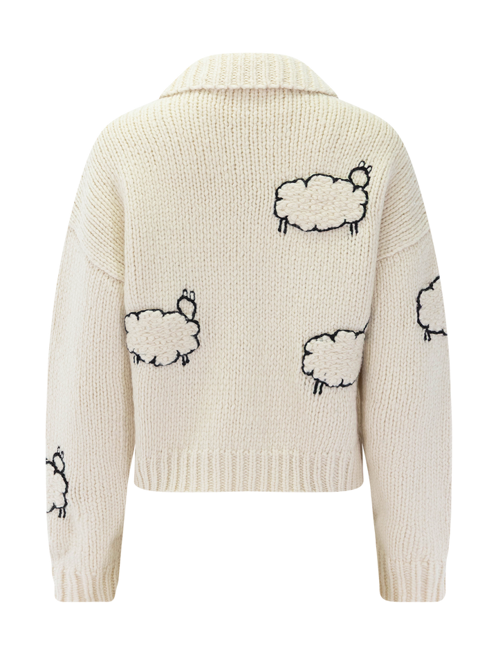 the crop raquette cardigan in wool plus the gang