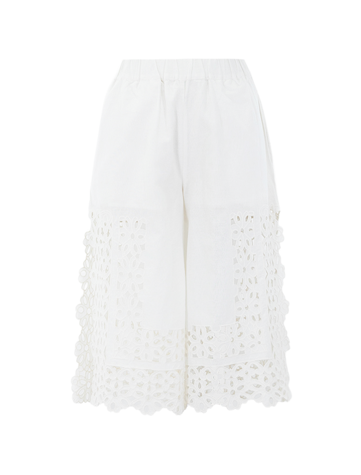 Sea NY leila eyelet culottes in white - front view.