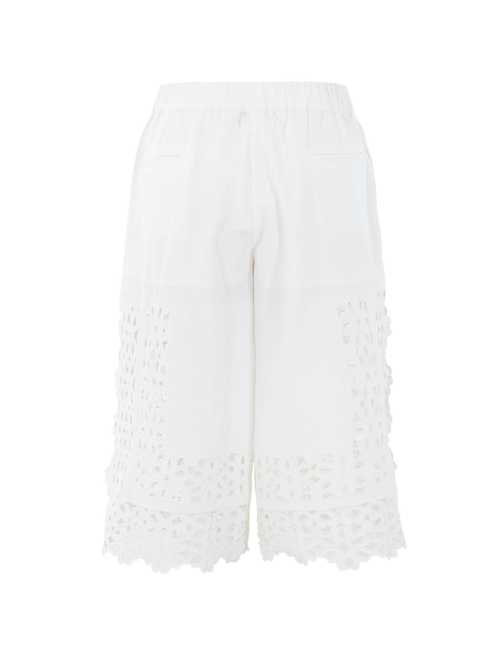 Sea NY leila eyelet culottes in white - back view.