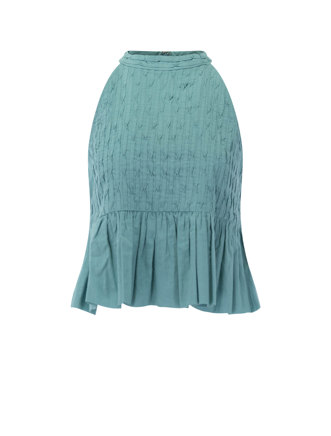 front image of violet ramie tank in blue