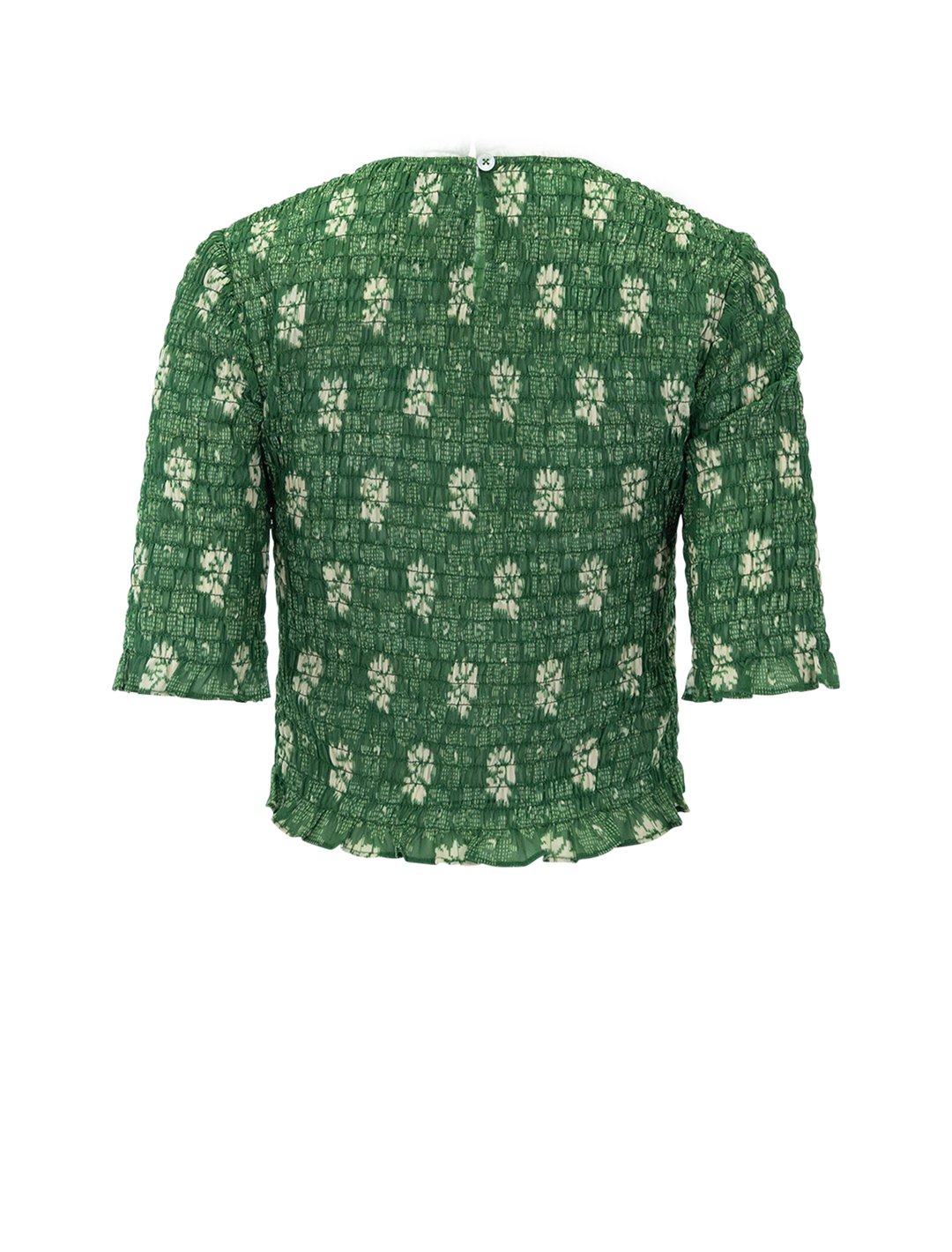 Back view of Sea NY's gloria print top in green.