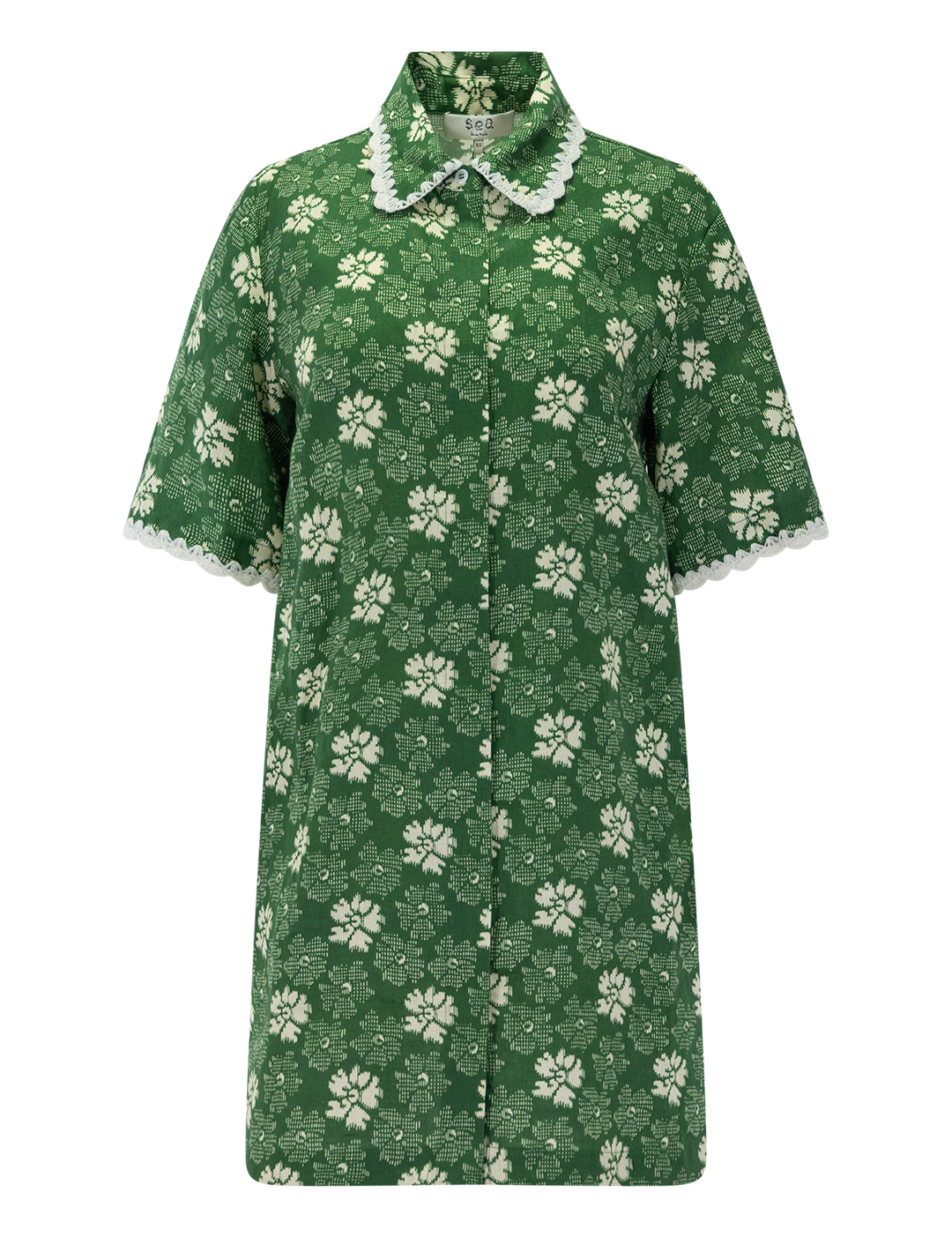 Sea NY gloria print dress in green - front view.