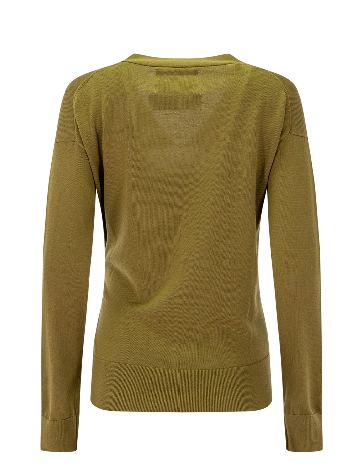the wrap cardigan in olive cotton