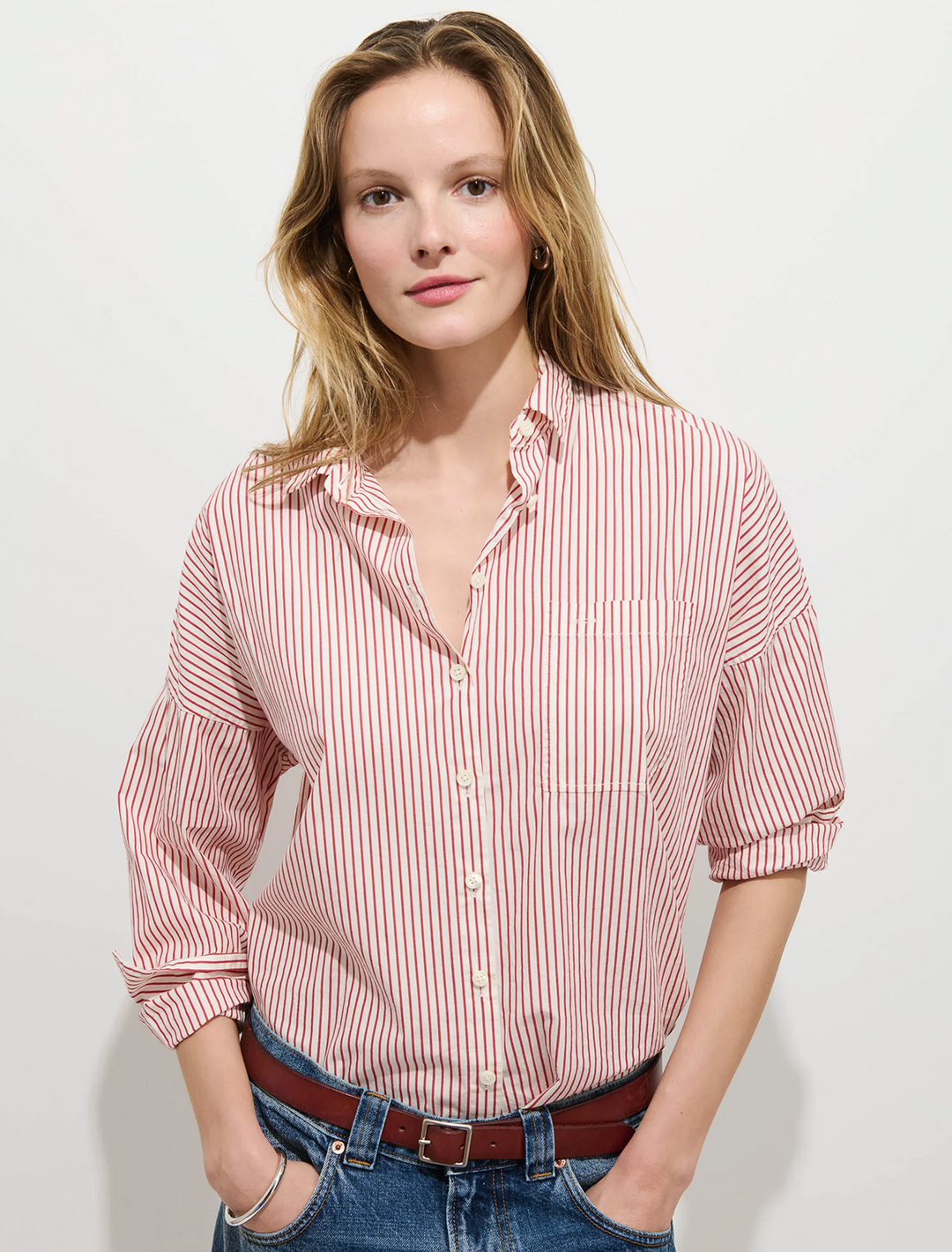 jo shirt in red and white stripe