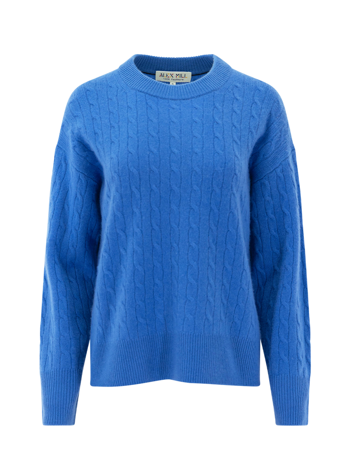 charlie cashmere cable sweater in french blue