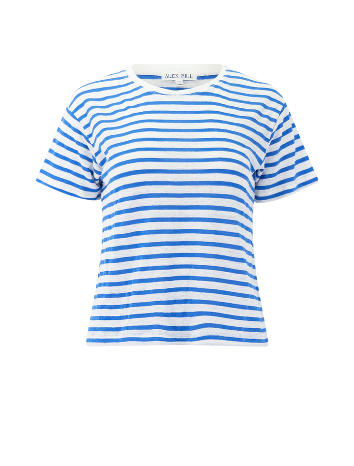 garcon tee in white and blue stripe