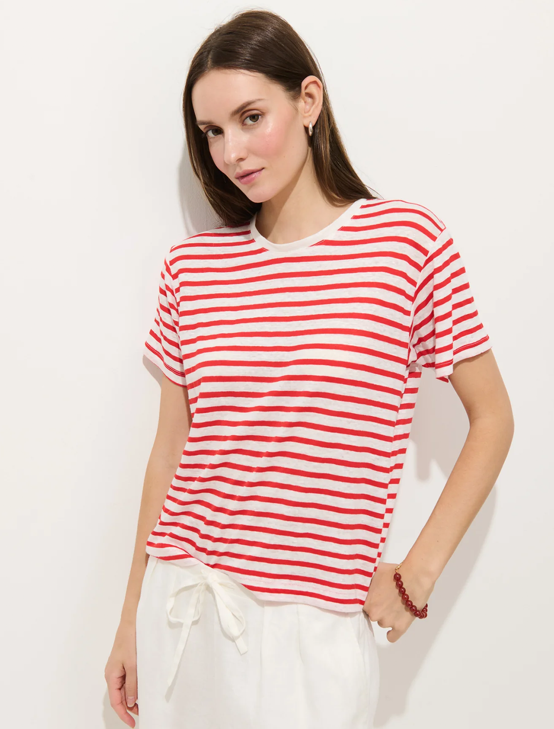 garcon tee in white and tomato stripe