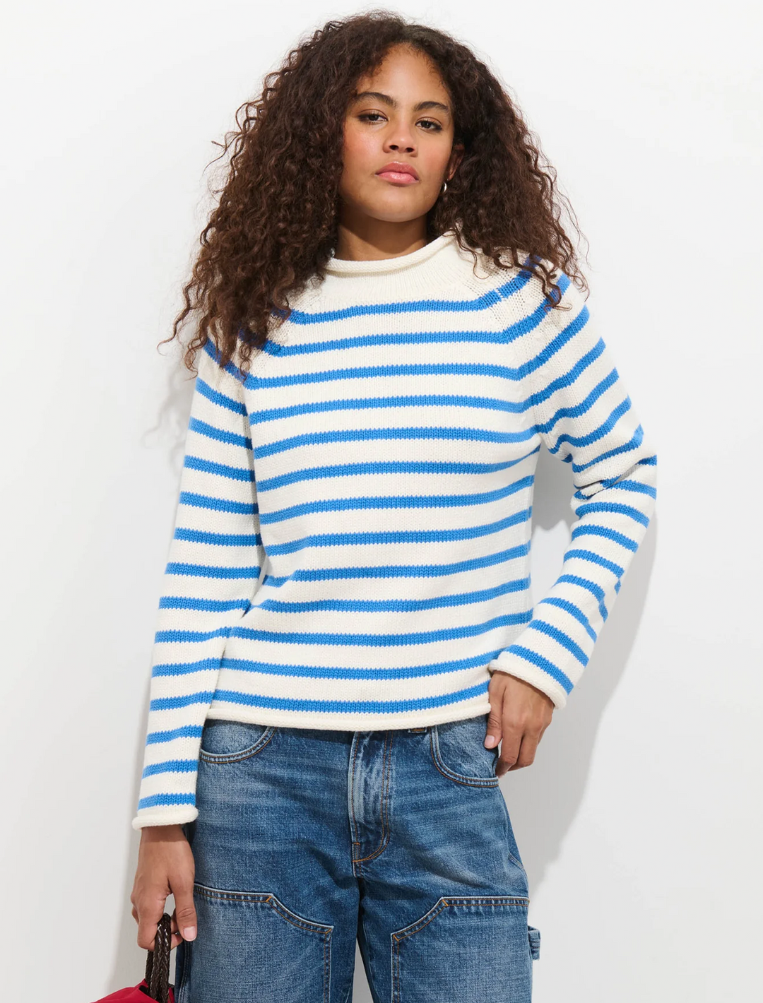 eastport rollneck sweater in ultramarine stripe