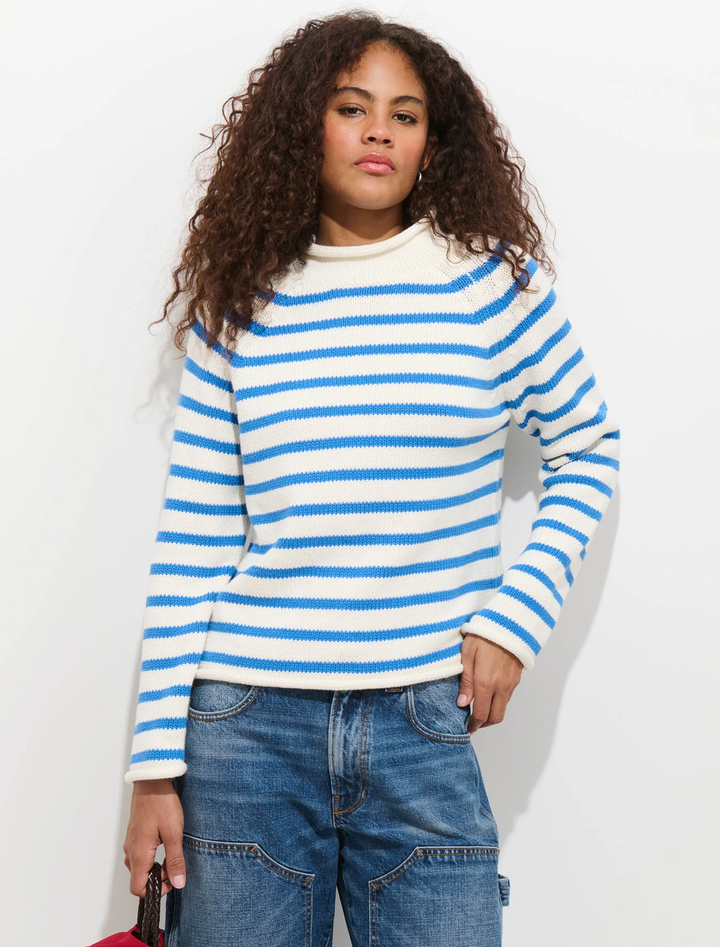 eastport rollneck sweater in ultramarine stripe