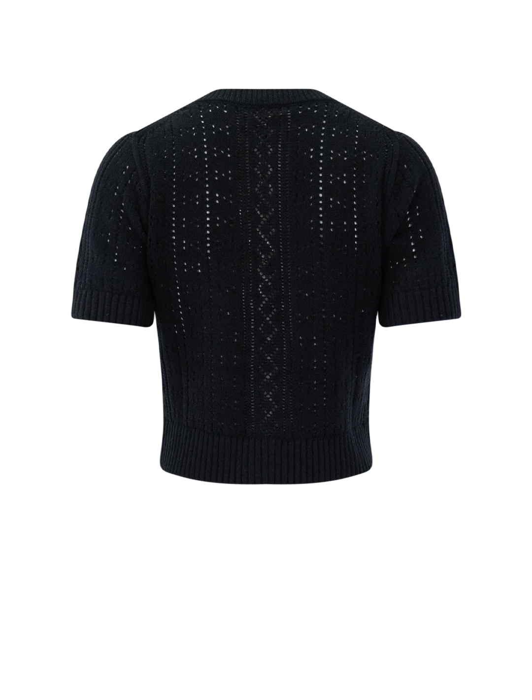 elle pointelle cardigan in black