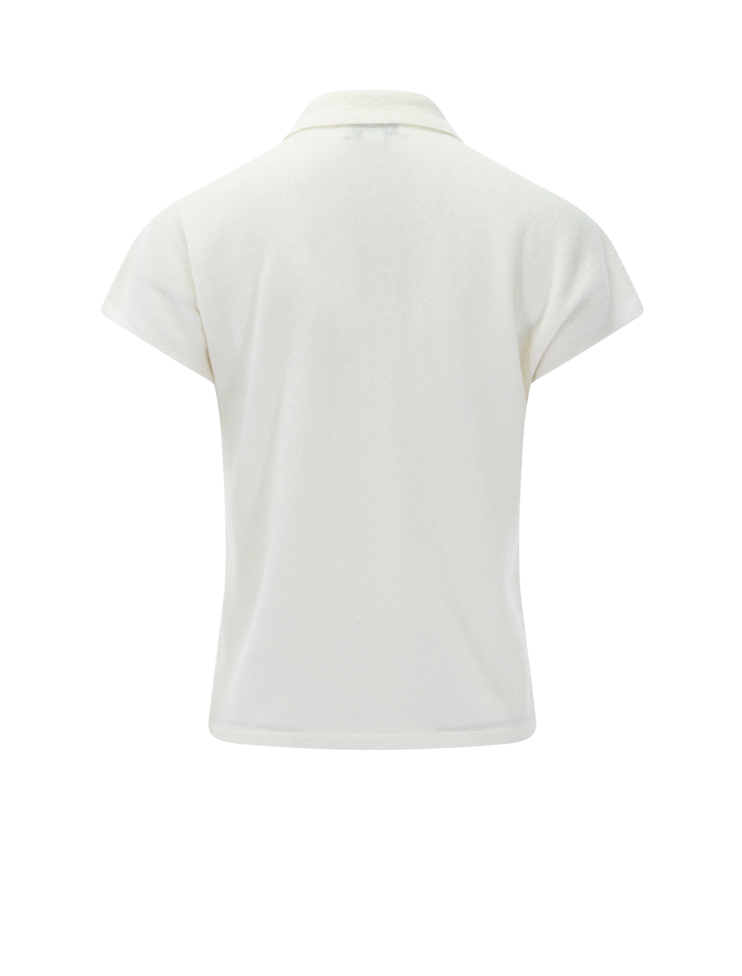 cashmere and silk button polo in off white
