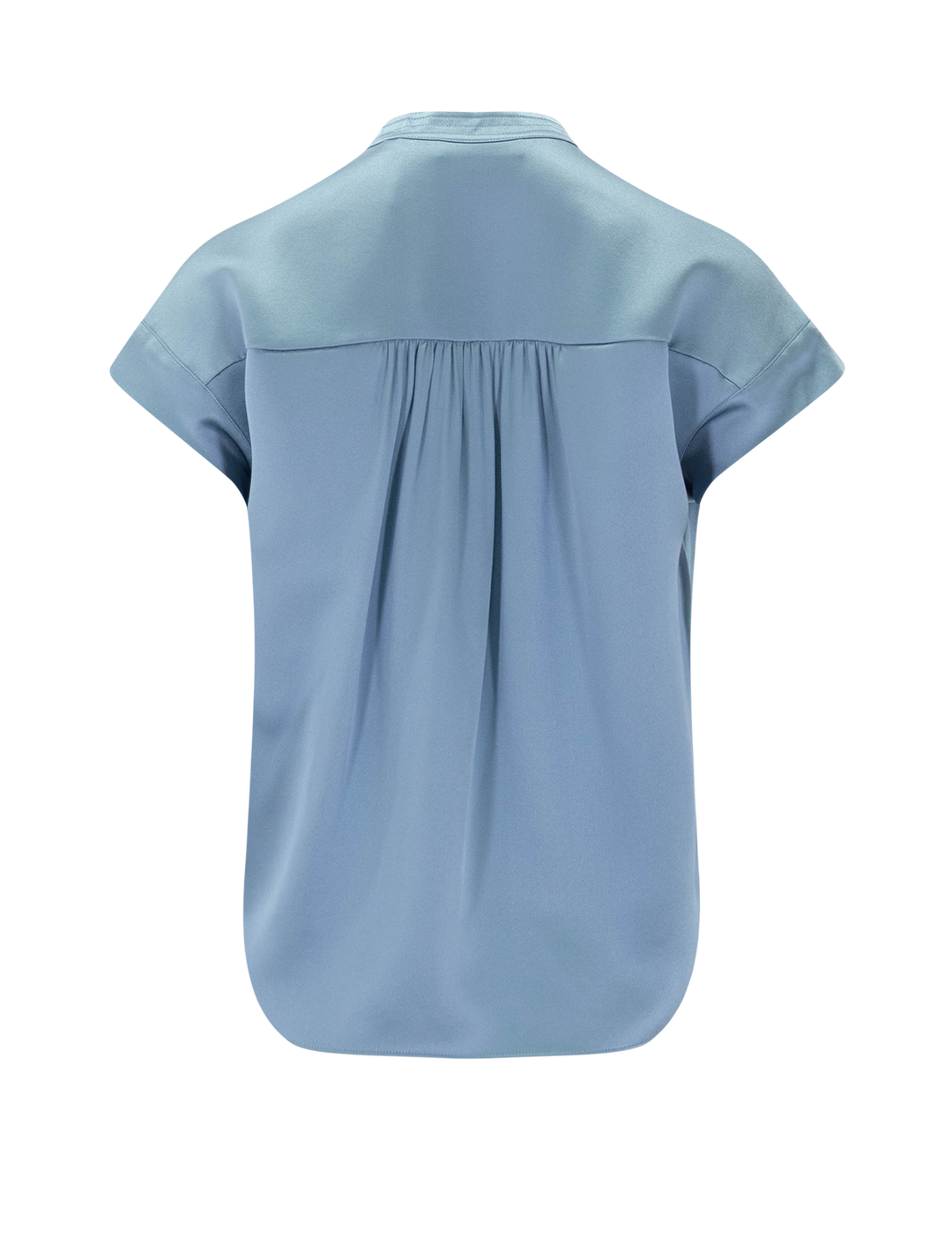 gathered neck cap sleeve top in del mar