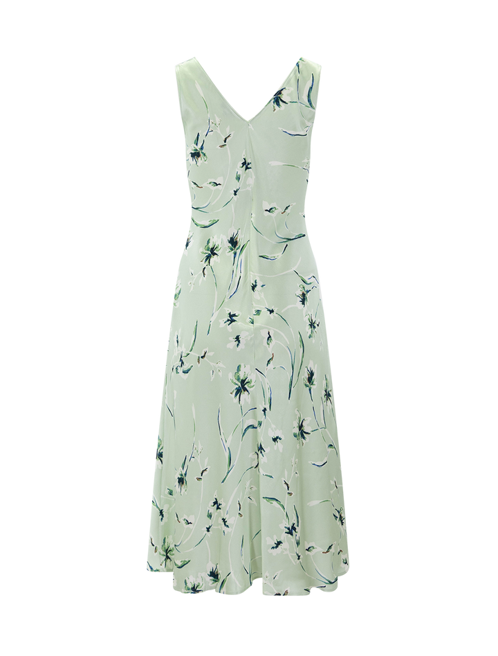 back view of camellia dress in mint linnea