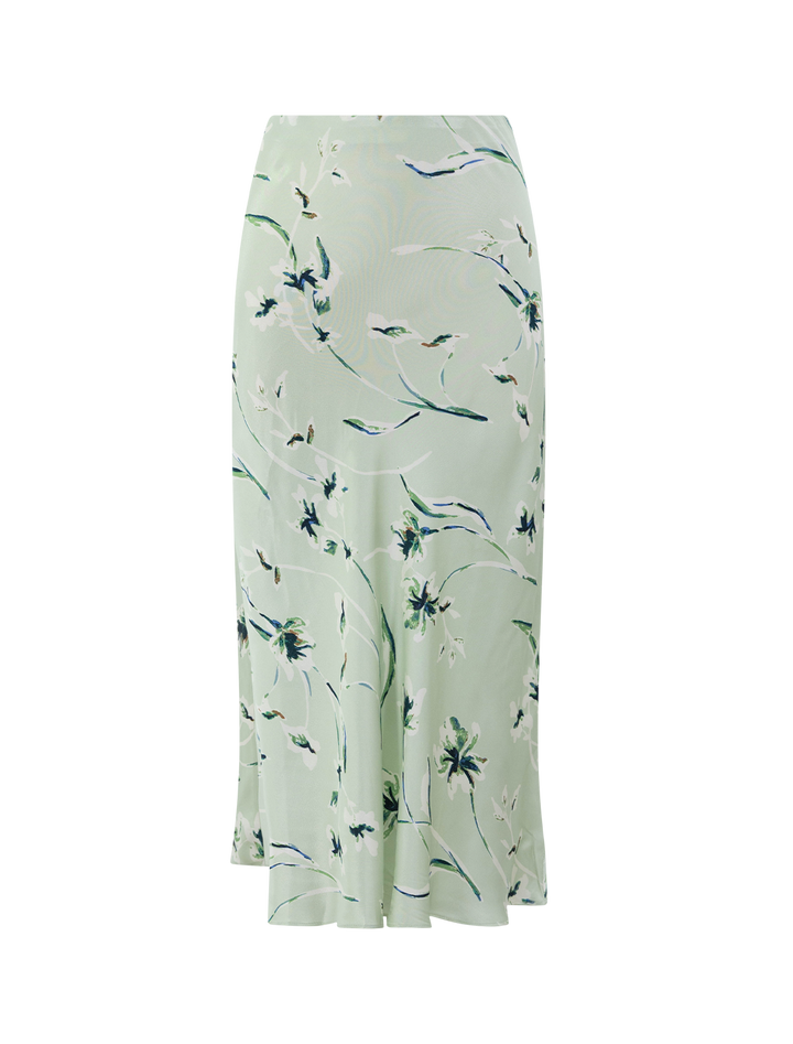front view of anya skirt in mint linnea print