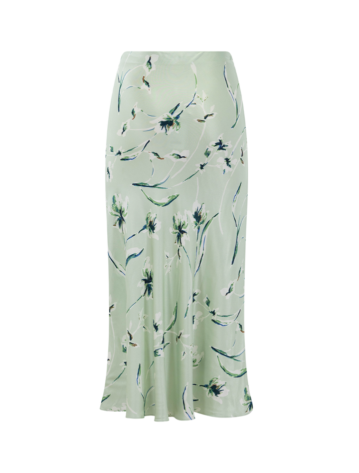 back view of anya skirt in mint linnea print