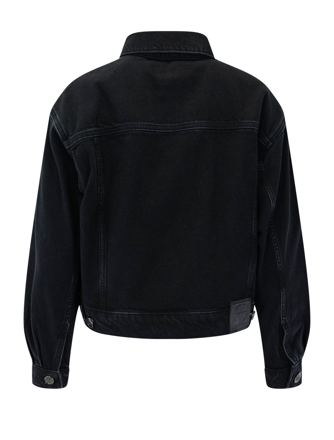 Back view of Anine Bing's quincy denim jacket in vintage black.