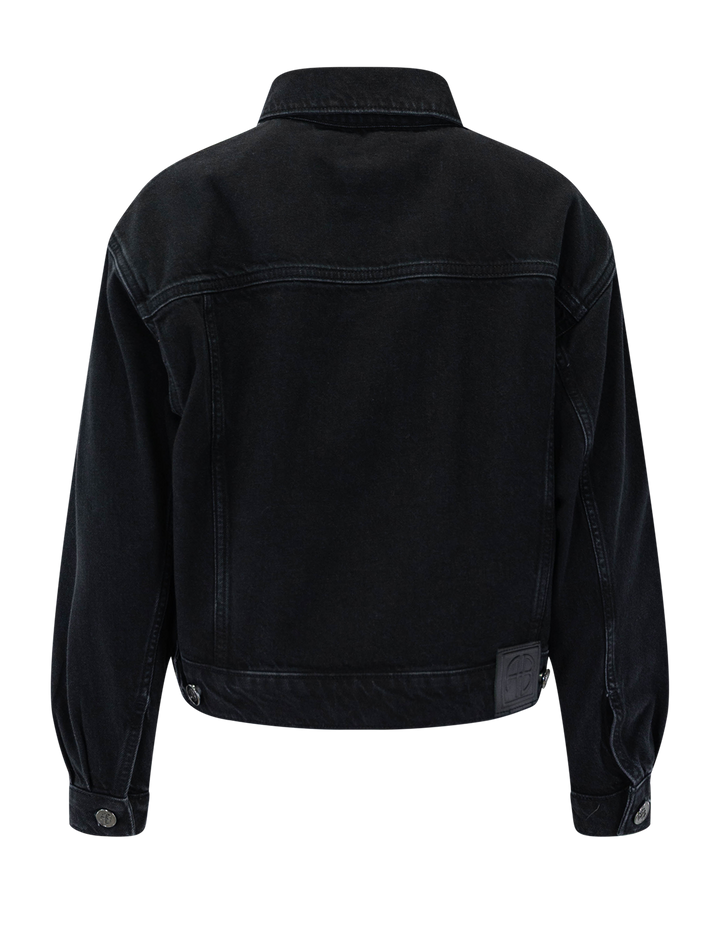 Back view of Anine Bing's quincy denim jacket in vintage black.