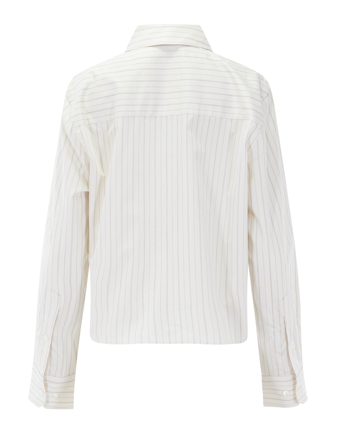 essie cropped shirt in cream pinstripe