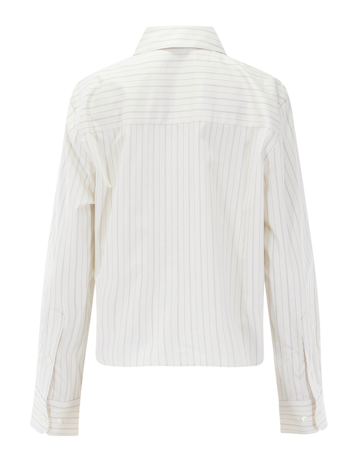 essie cropped shirt in cream pinstripe