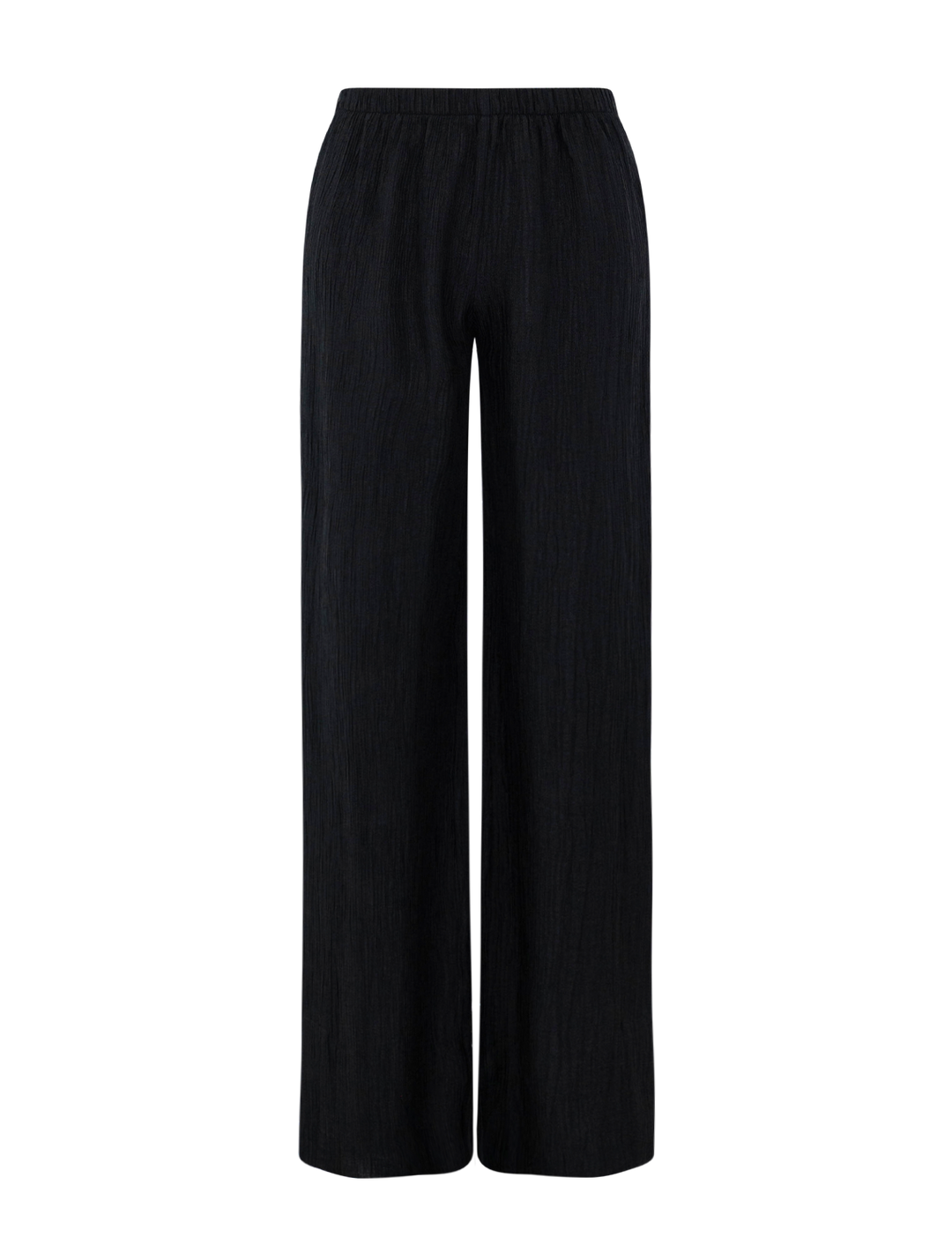 Front view of Anine Bing's aden plisse pant in black.