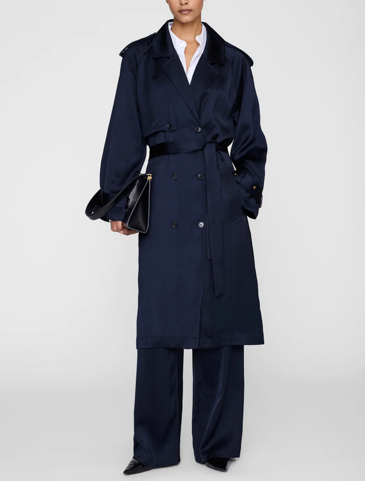 rickie maxi trench in navy
