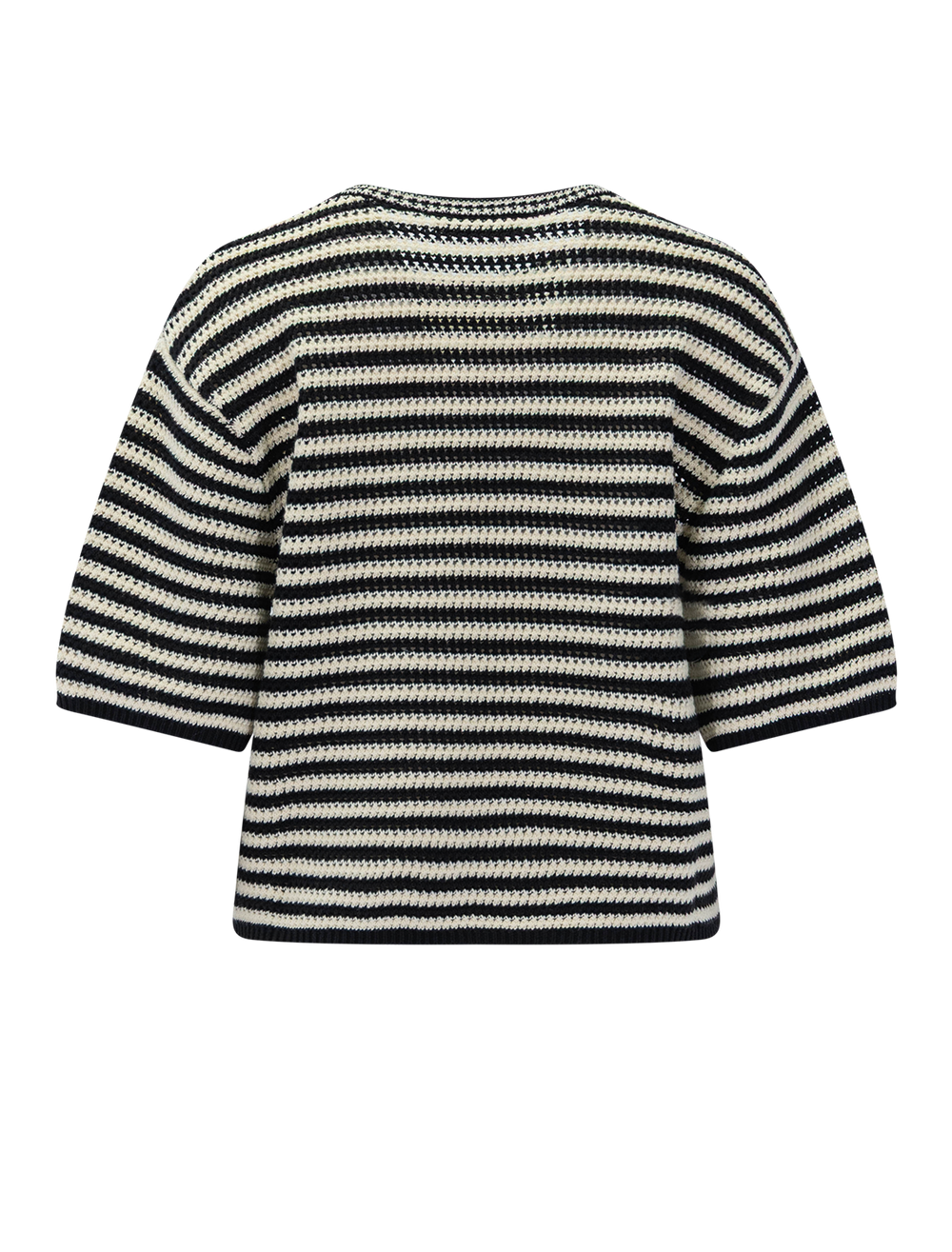 Back view of Anine Bing's Theo Sweater in Black and Ivory Stripe.