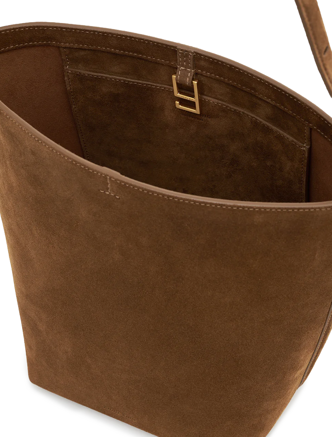 elly medium bucket bag in tobacco suede