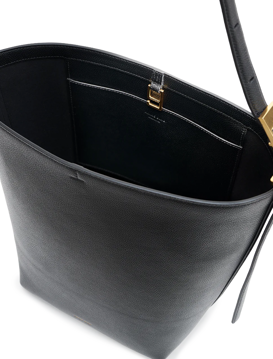 elly bucket bag in black grained leather