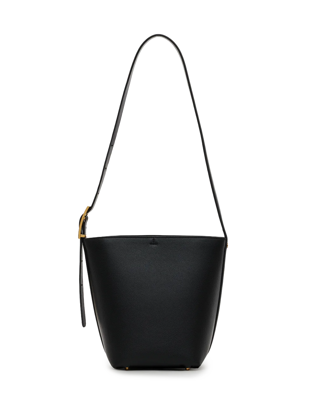elly medium bucket bag in black grained leather