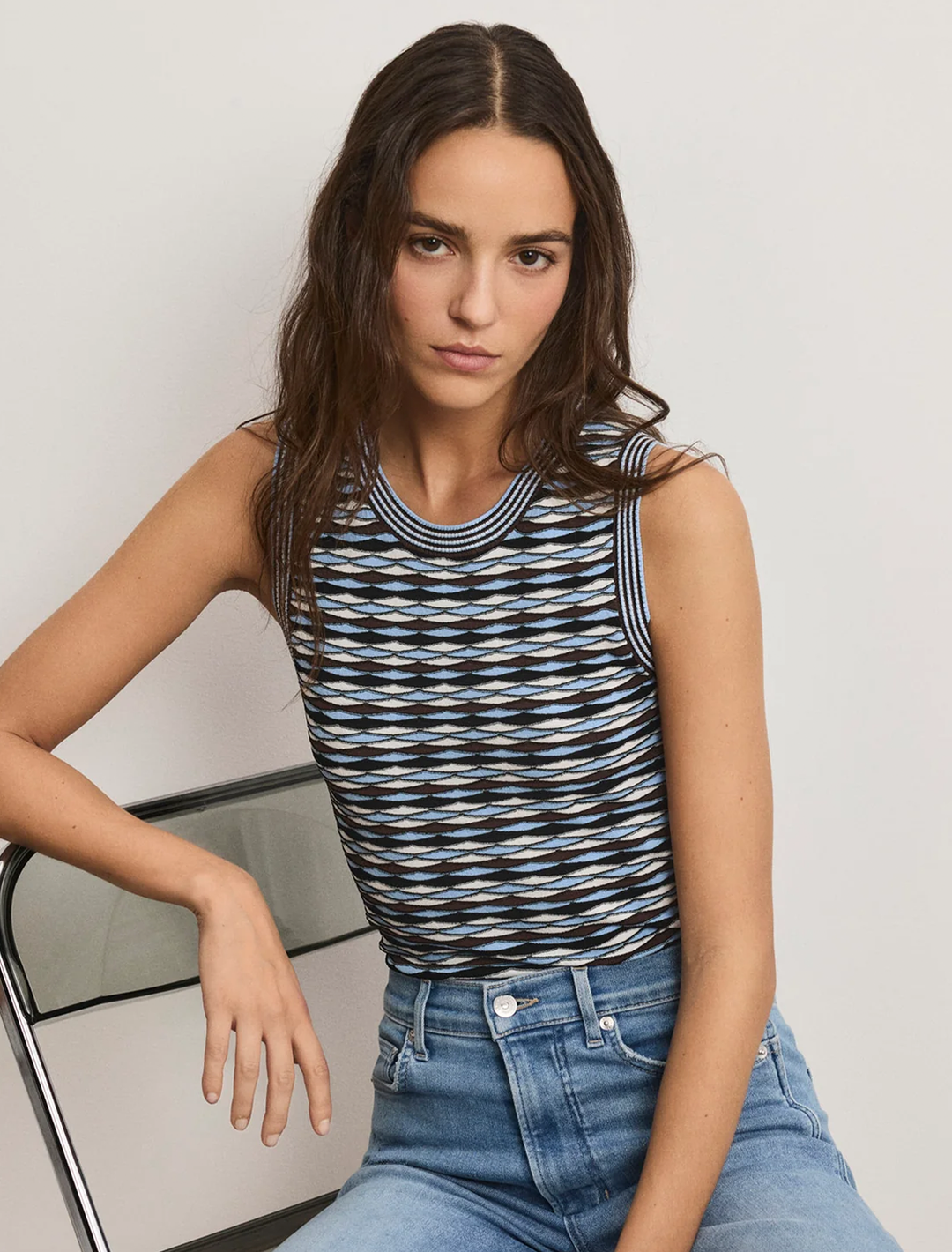 jerrel knit tank in blue jay