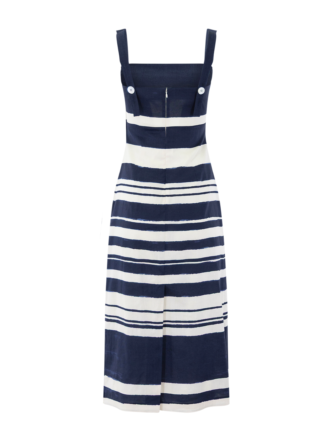 ella dress in navy and dove stripe
