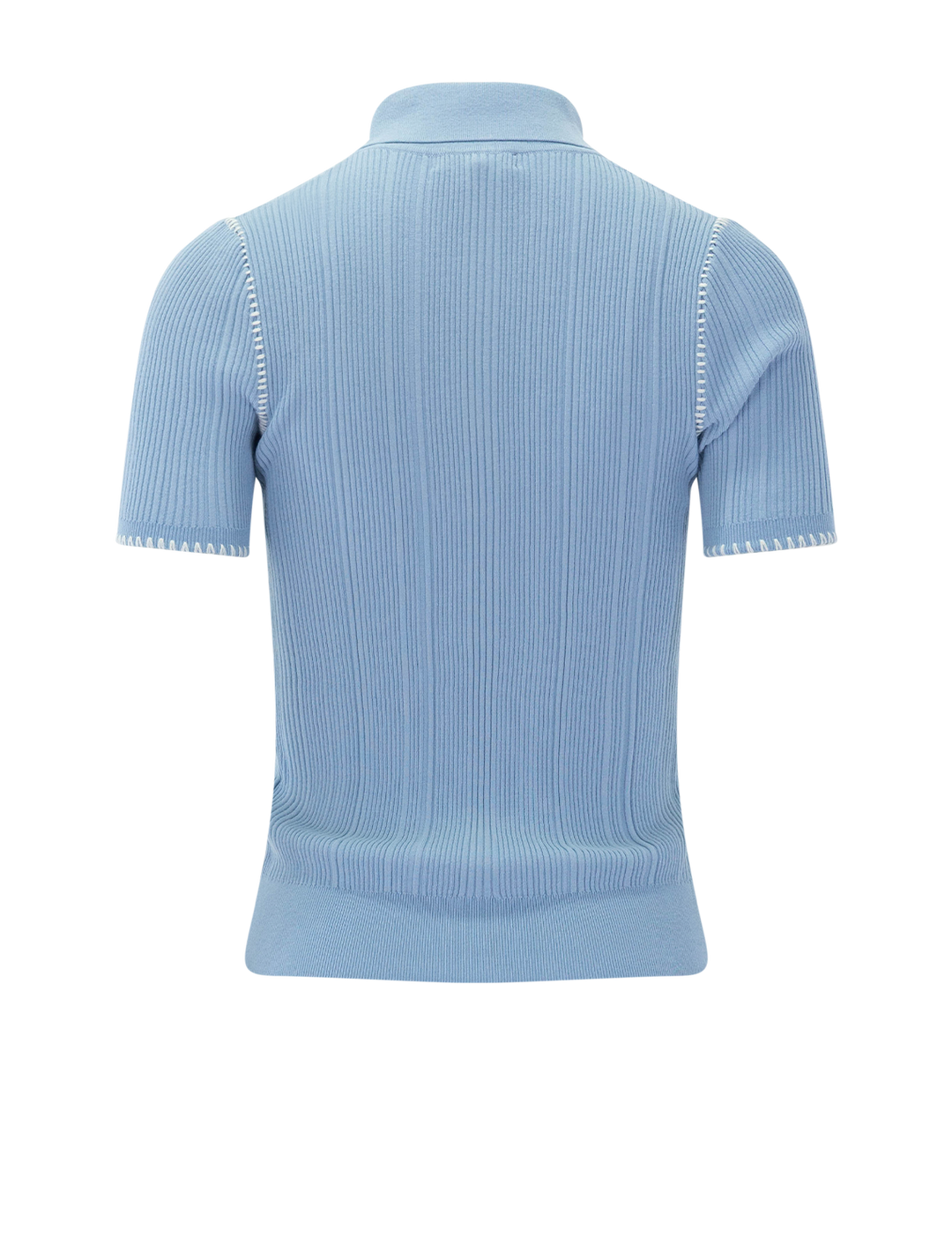 back view of harper short sleeve cardigan in sky