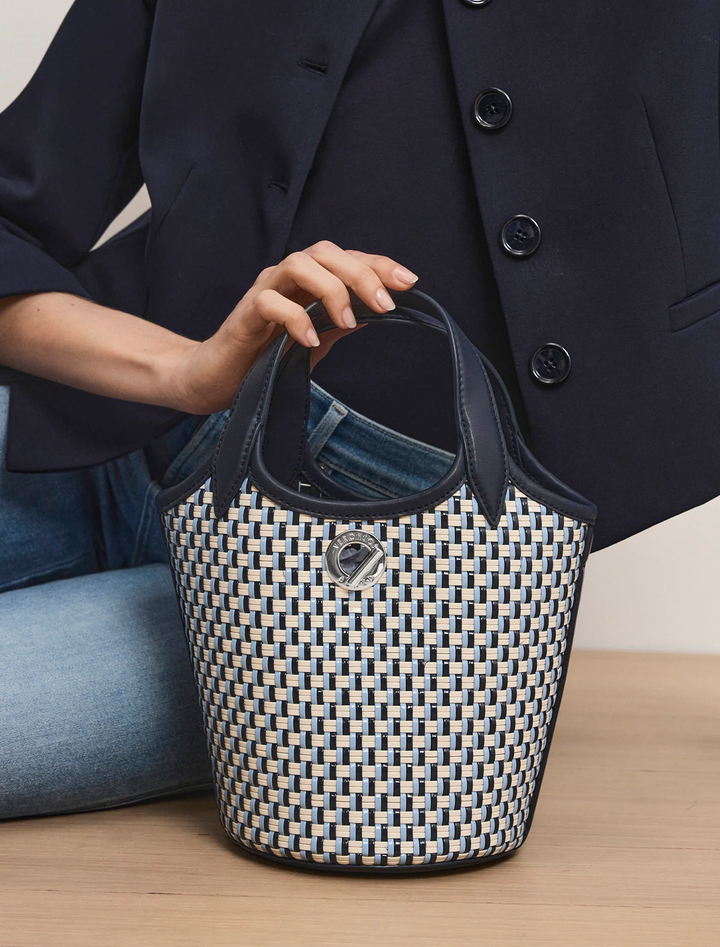 woven anchor bag in navy multi