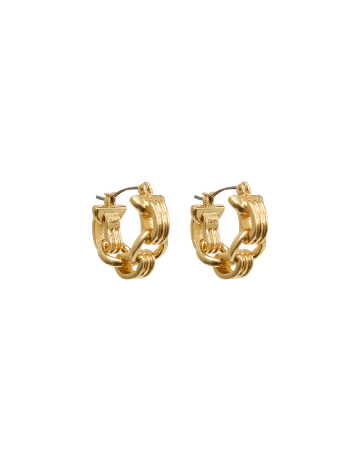 le story chain hoop earrings in vintage gold