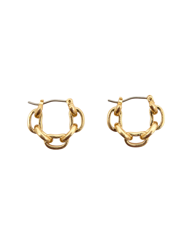 le story chain hoop earrings in vintage gold
