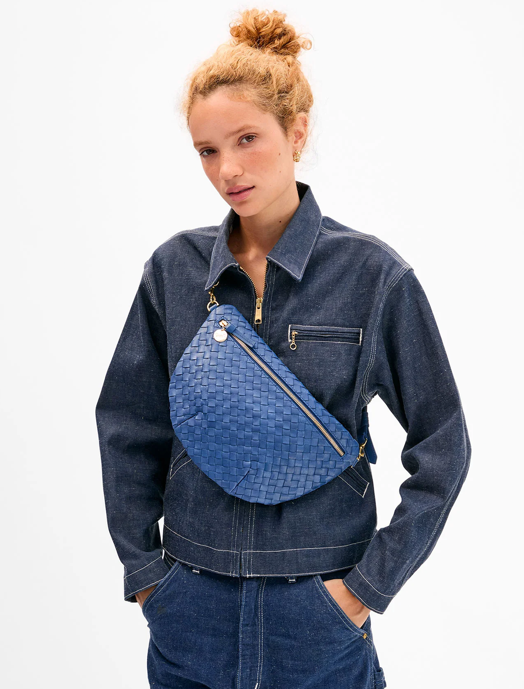 grande fanny in french blue woven diagonal