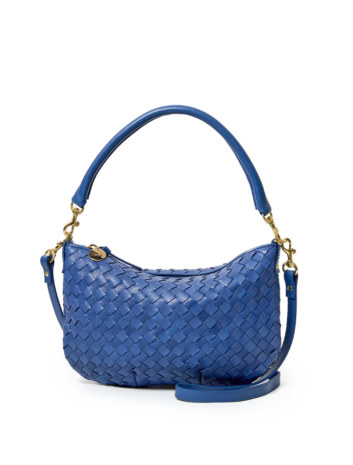 petit moyen messenger in french blue woven diagonal