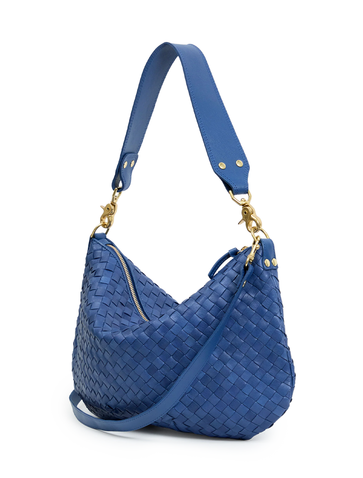moyen messenger in french blue woven diagonal