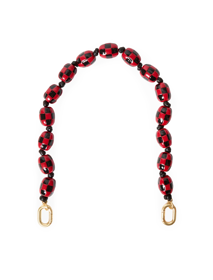 shortie strap in black and red checker