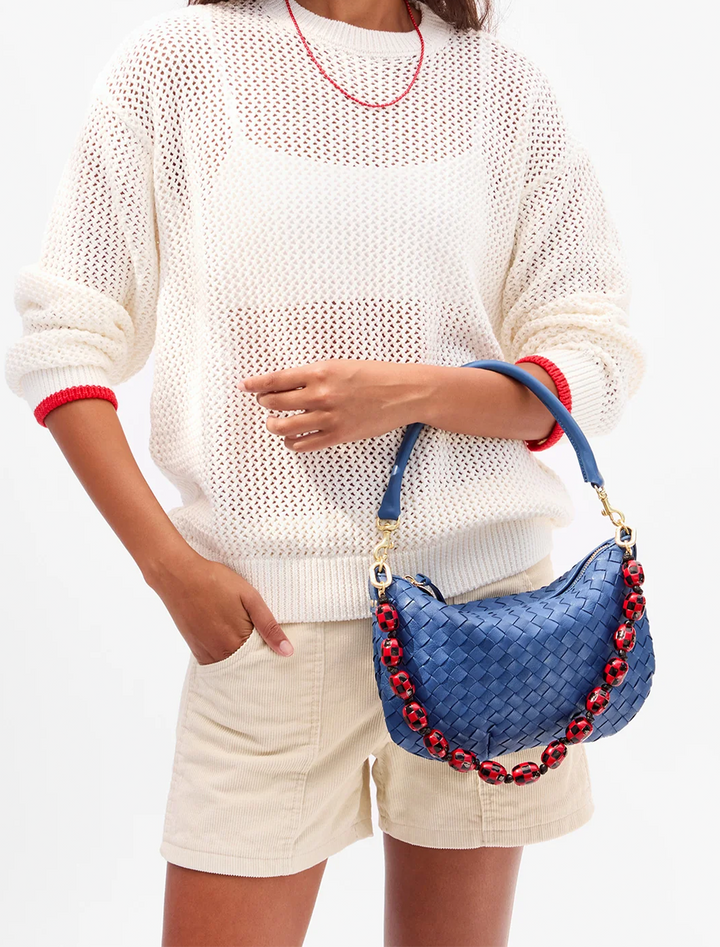 shortie strap in black and red checker