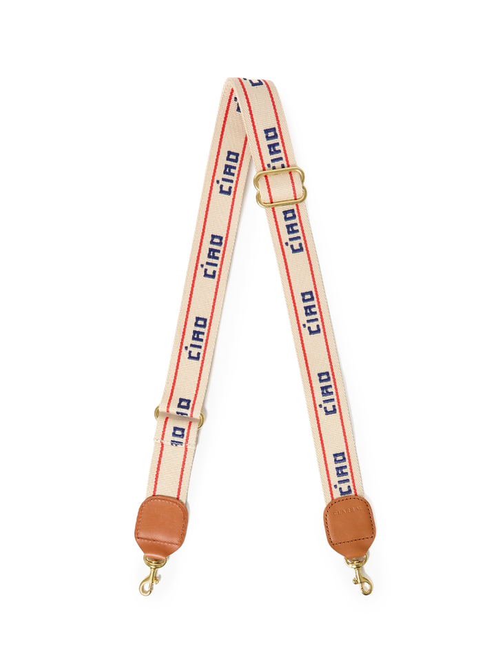ciao adjustable crossbody strap in cream and navy