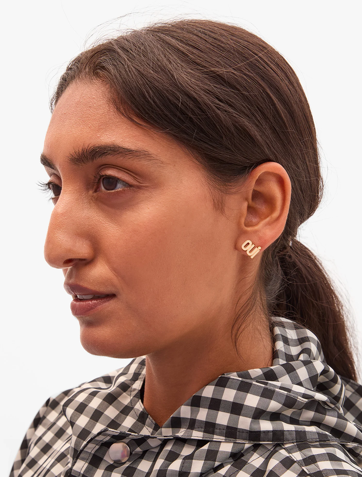 oui non stud earrings