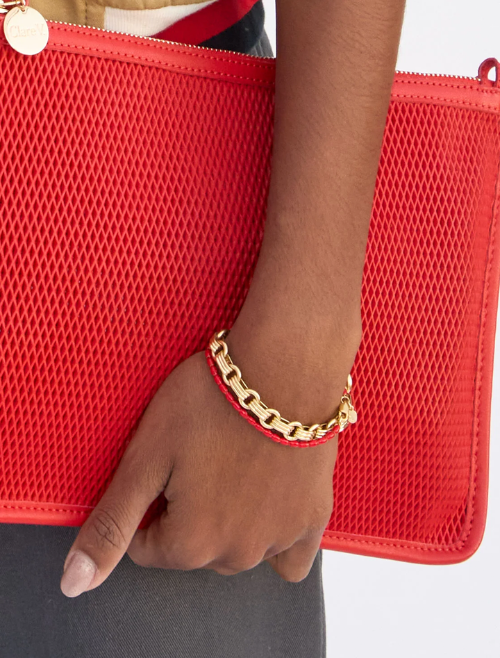 enamel barrel chain bracelet in poppy
