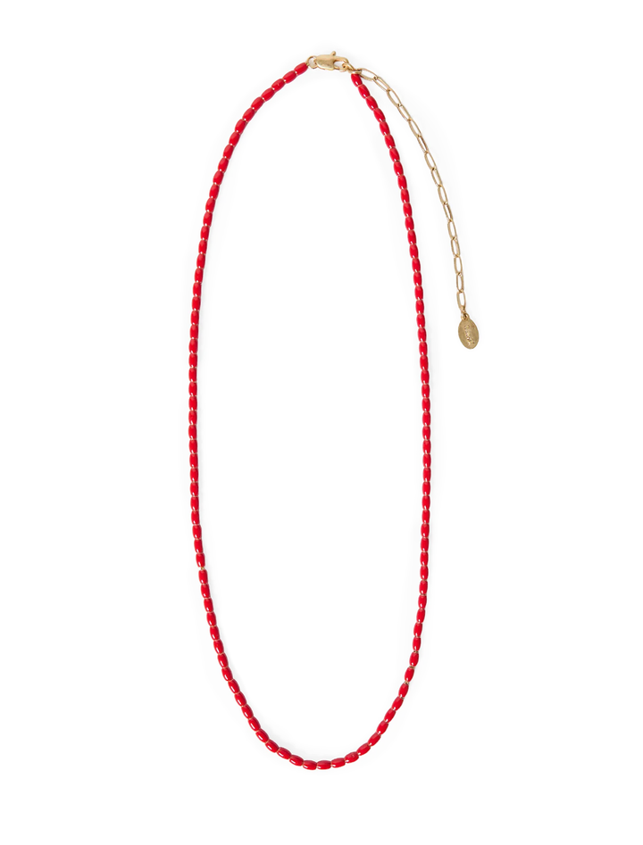 18" enamel barrel chain necklace in poppy