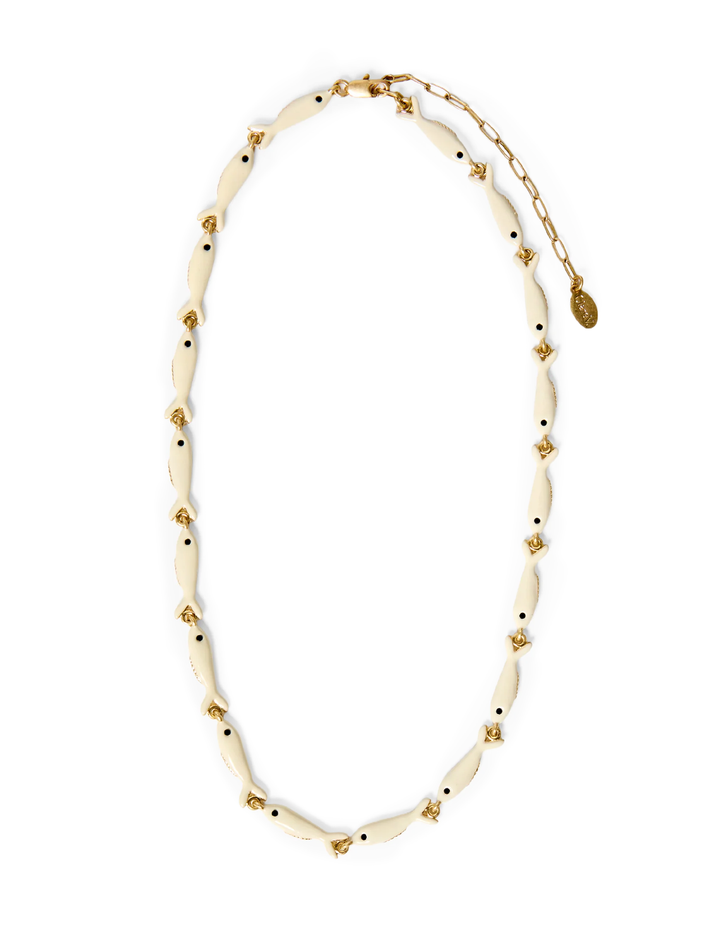 enamel sardine necklace in cream