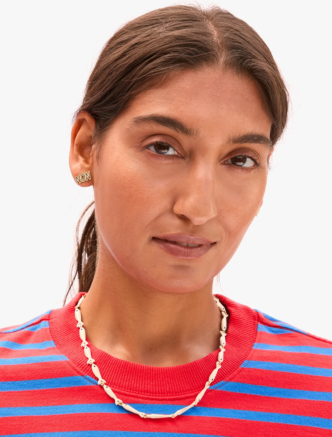 enamel sardine necklace in cream