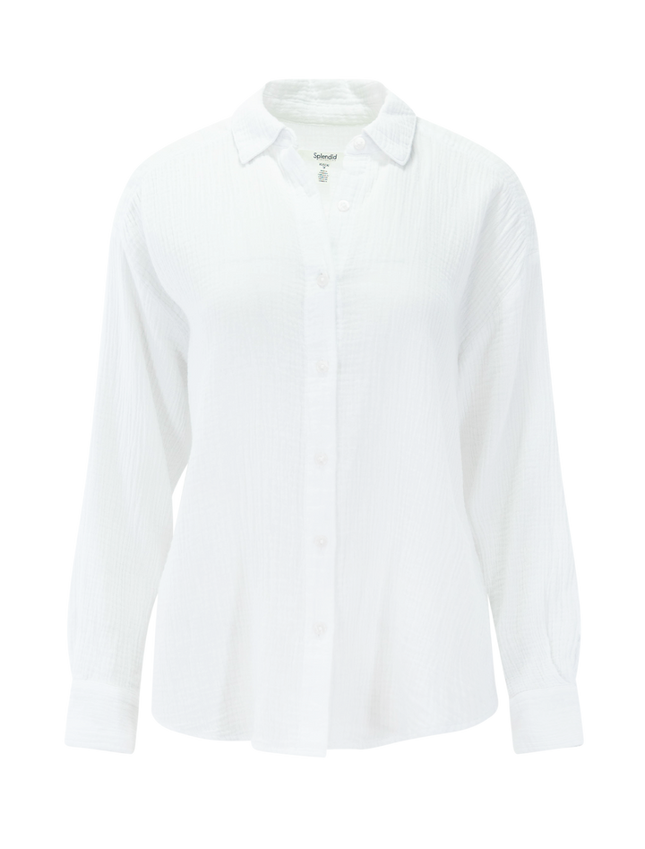ava gauze button down in white