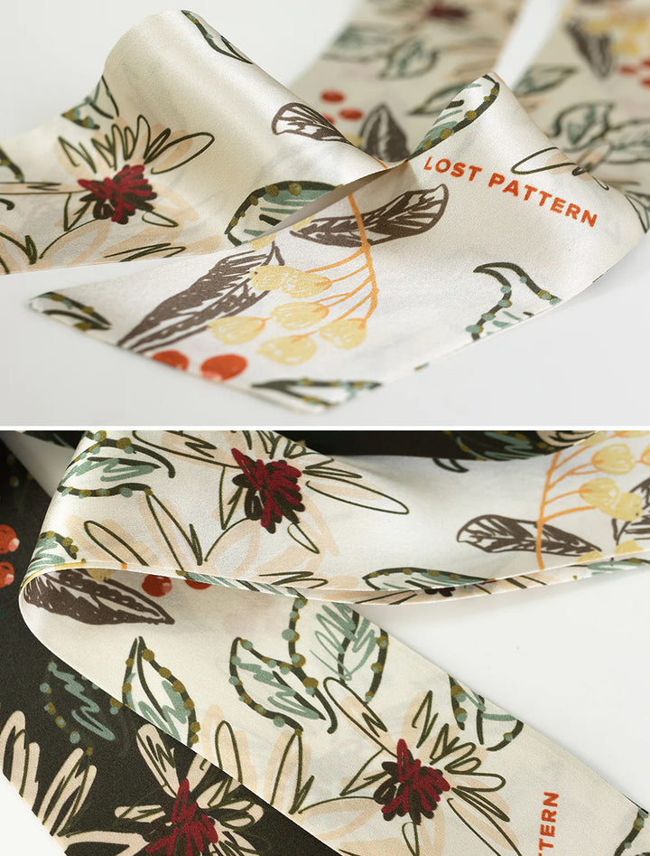 forest charm silk skinny scarf in vanilla