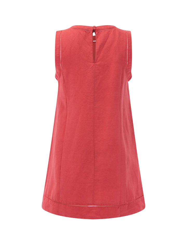 cora linen mini dress in red