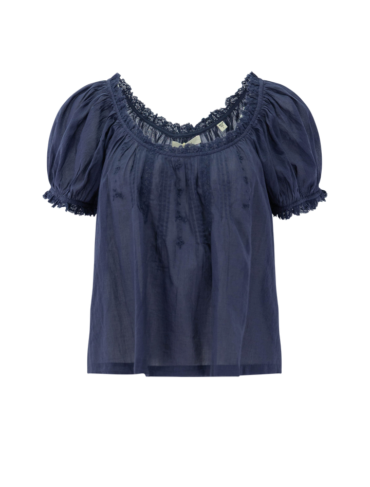 front view of frederica top in adriatic